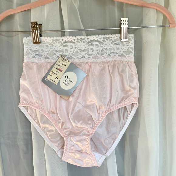 Dior Vintage High Waisted Pink & White Monogram Top Panties NWT Size 4 - Picture 9 of 10